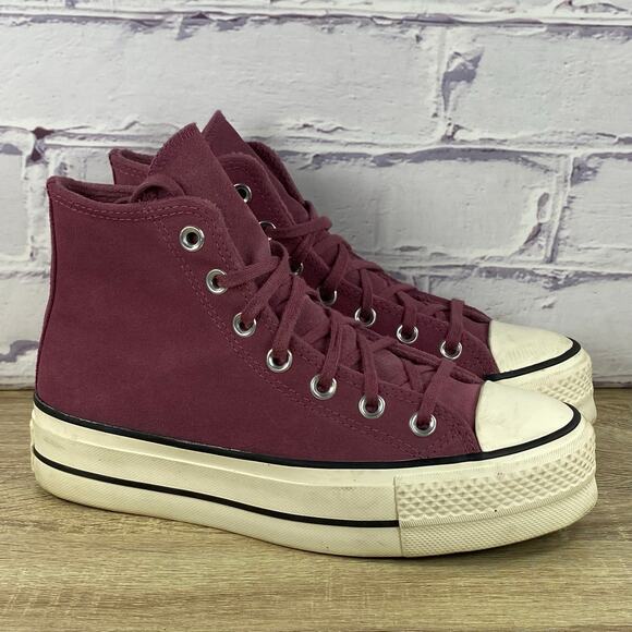 Converse Women's Sneakers in Burgundy and Cream - Picture 3 of 9